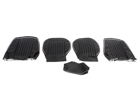 Triumph TR4 Front Seat Cover Kit - Black Vinyl with White Piping - RF4064BLACK